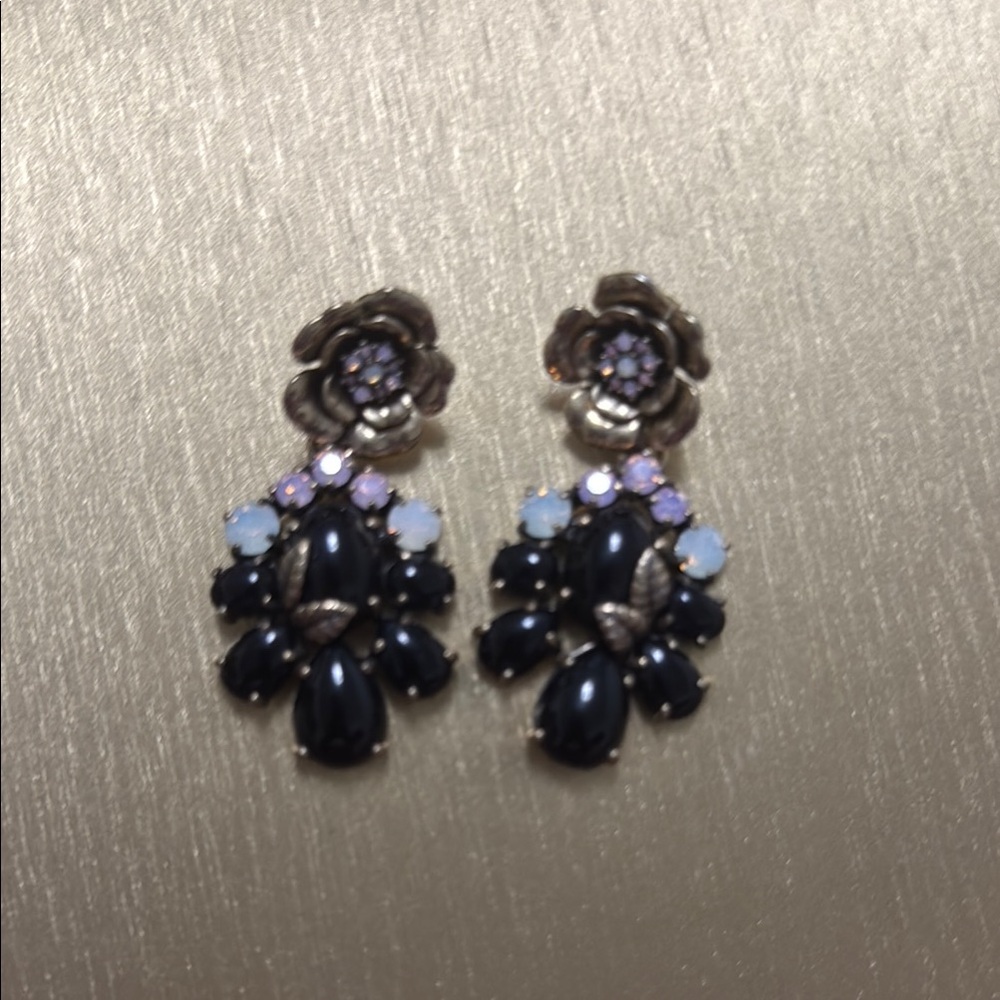 Chloe + Isabel Black and Silver Floral Earrings
